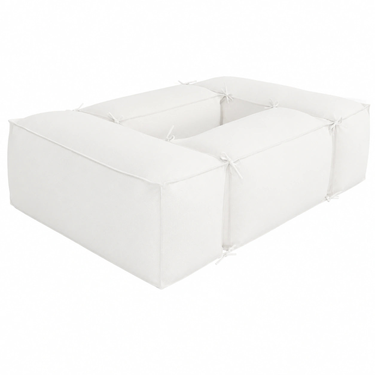 Sofá Puf para Jardín Interior y Exterior 220x160 cm, Diseño Moderno Desenfundable - Blanco Crema