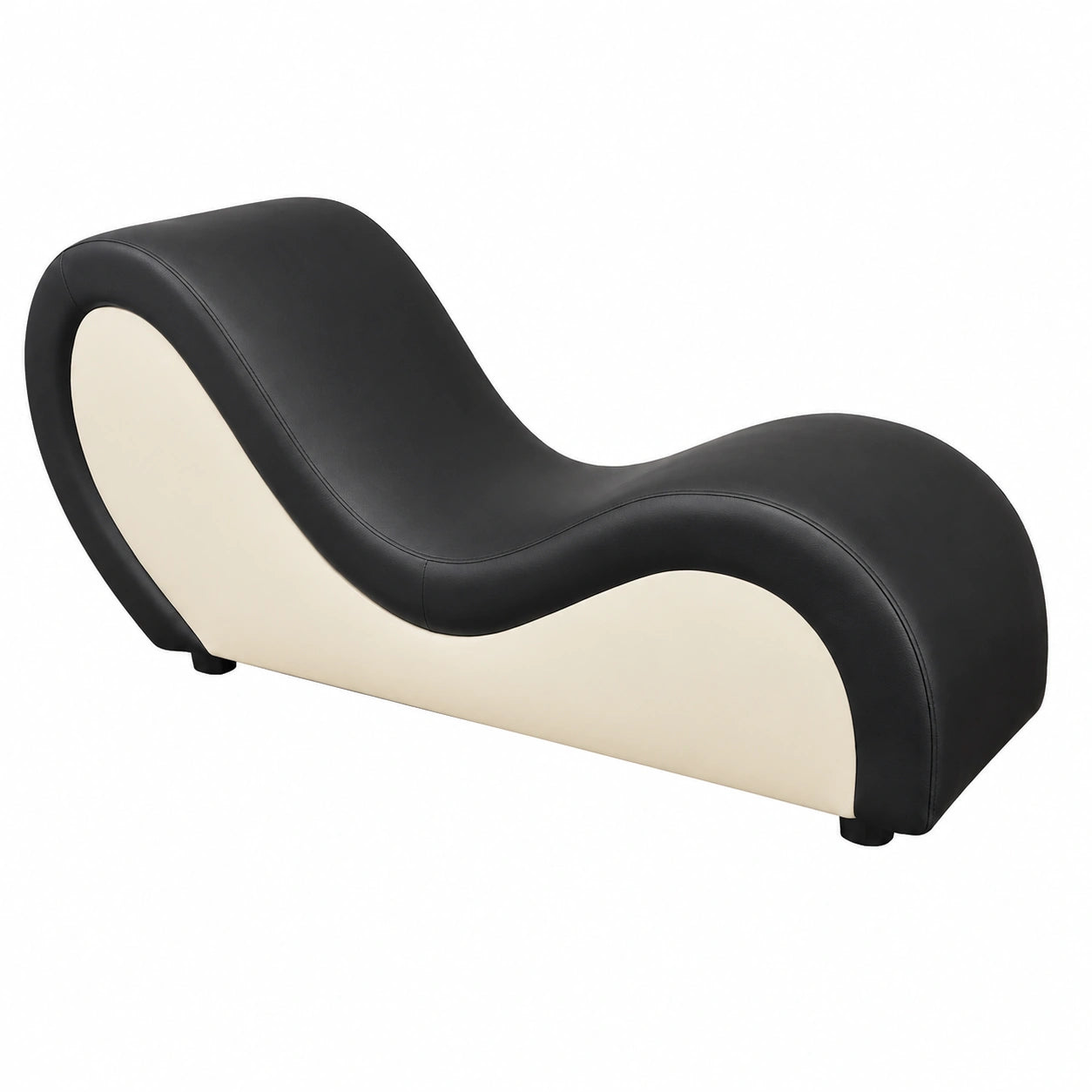 Sofá Ergonómico para Parejas Tantra, Polipiel Negro-Beige, 162 x 48 x 48-80 cm