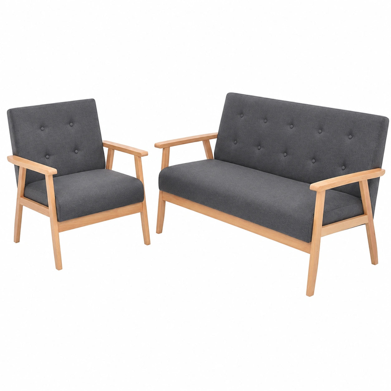 Conjunto de Sofás de Tela Gris Oscuro de vidaXL para Sala