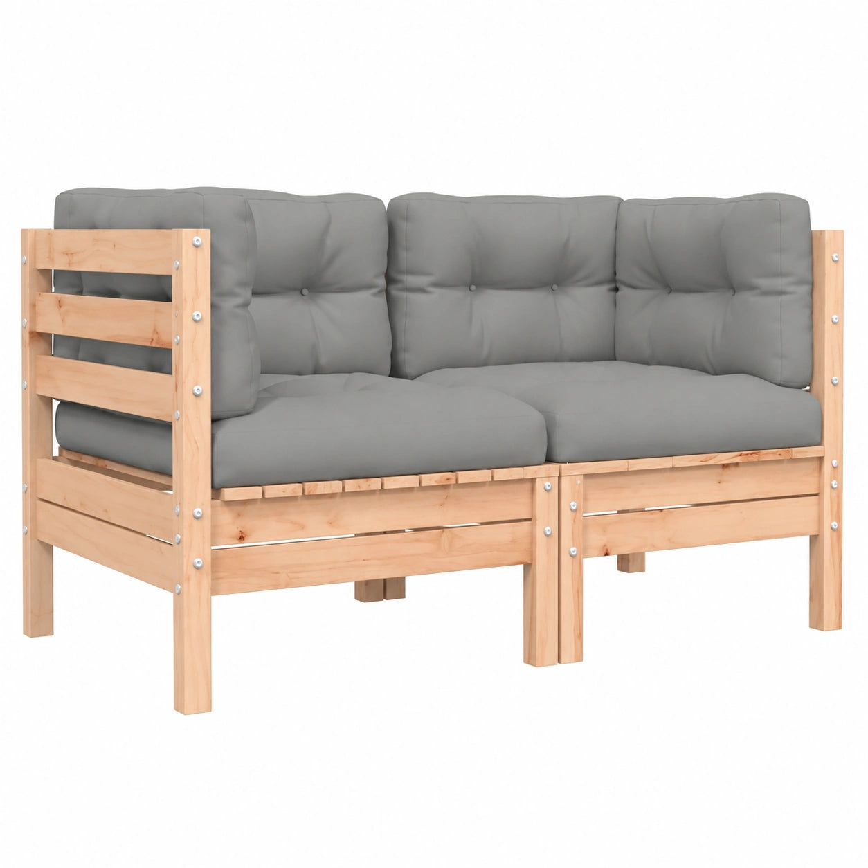 Conjunto de Sofás Modulares de Jardín con Cojines, Madera de Abeto Douglas