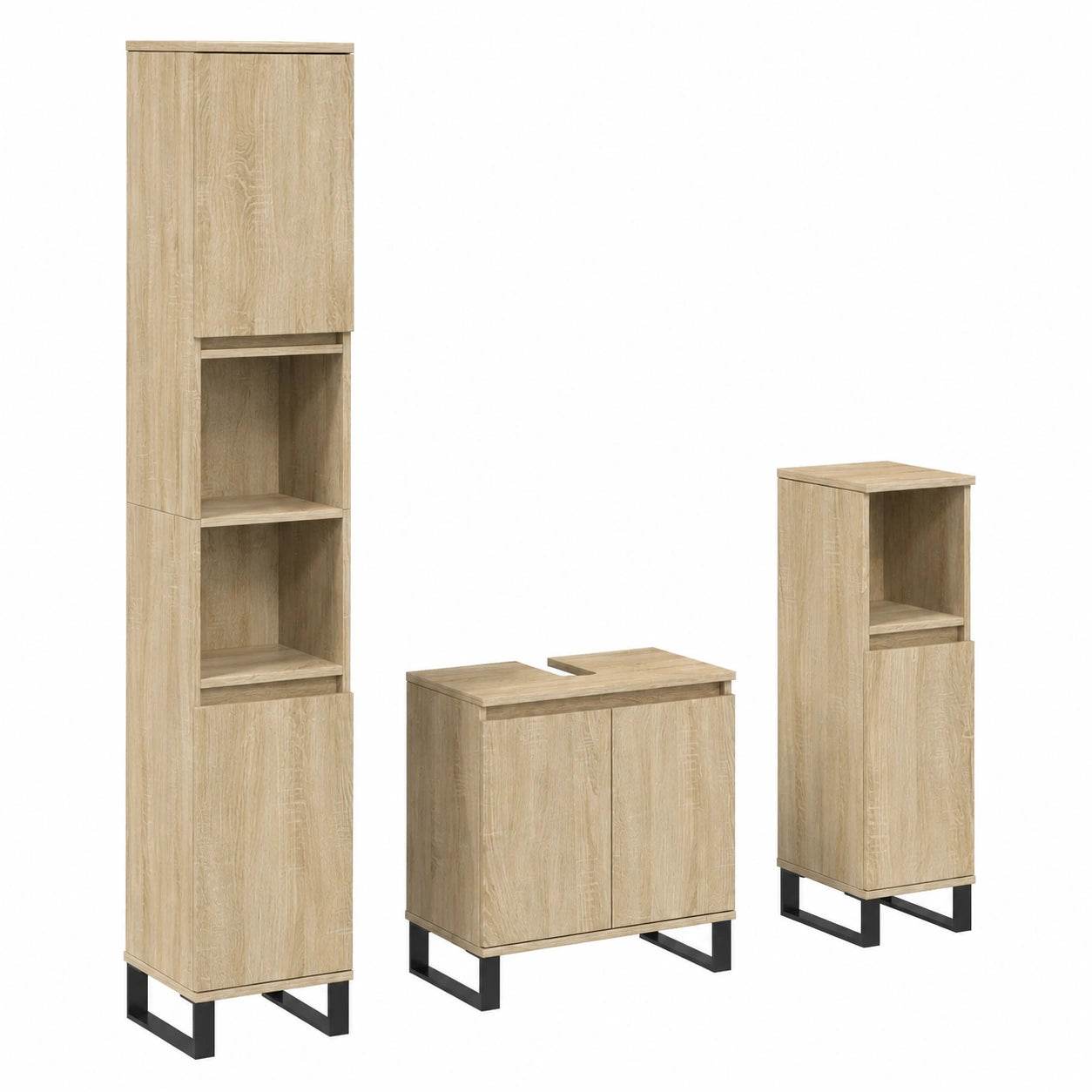 Conjunto de Muebles de Baño 3 Piezas con Acabado Roble Sonoma