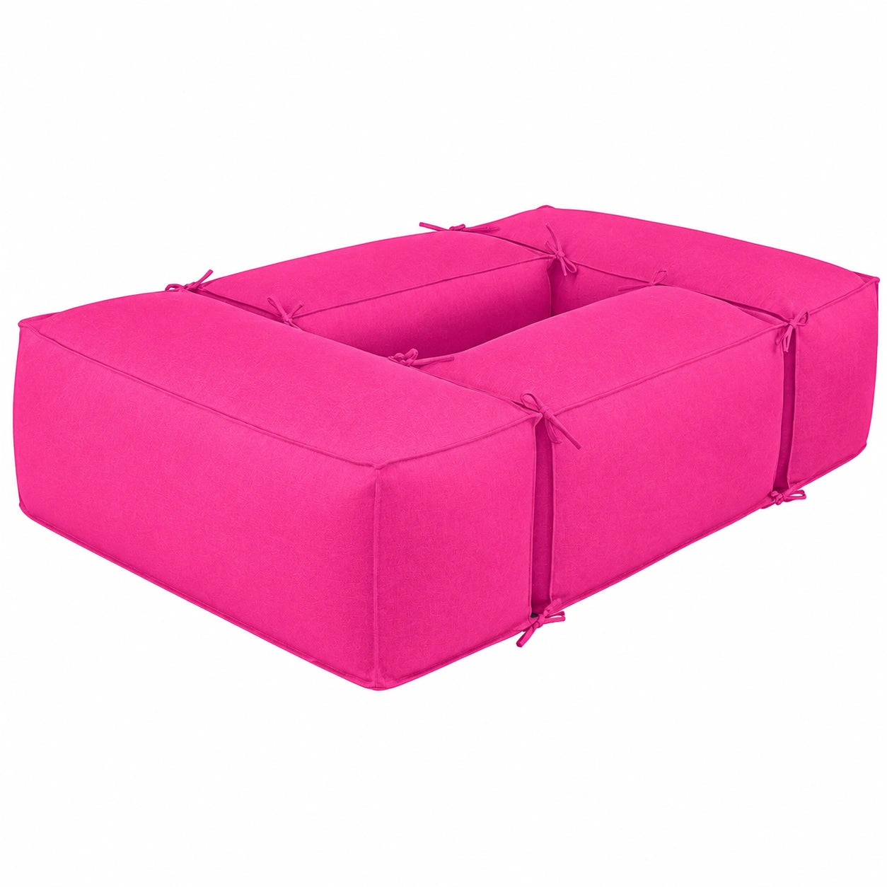 Set de Sofá Exterior/Interior 220x160 cm con Pufs Desenfundables - Diseño Moderno en Magenta