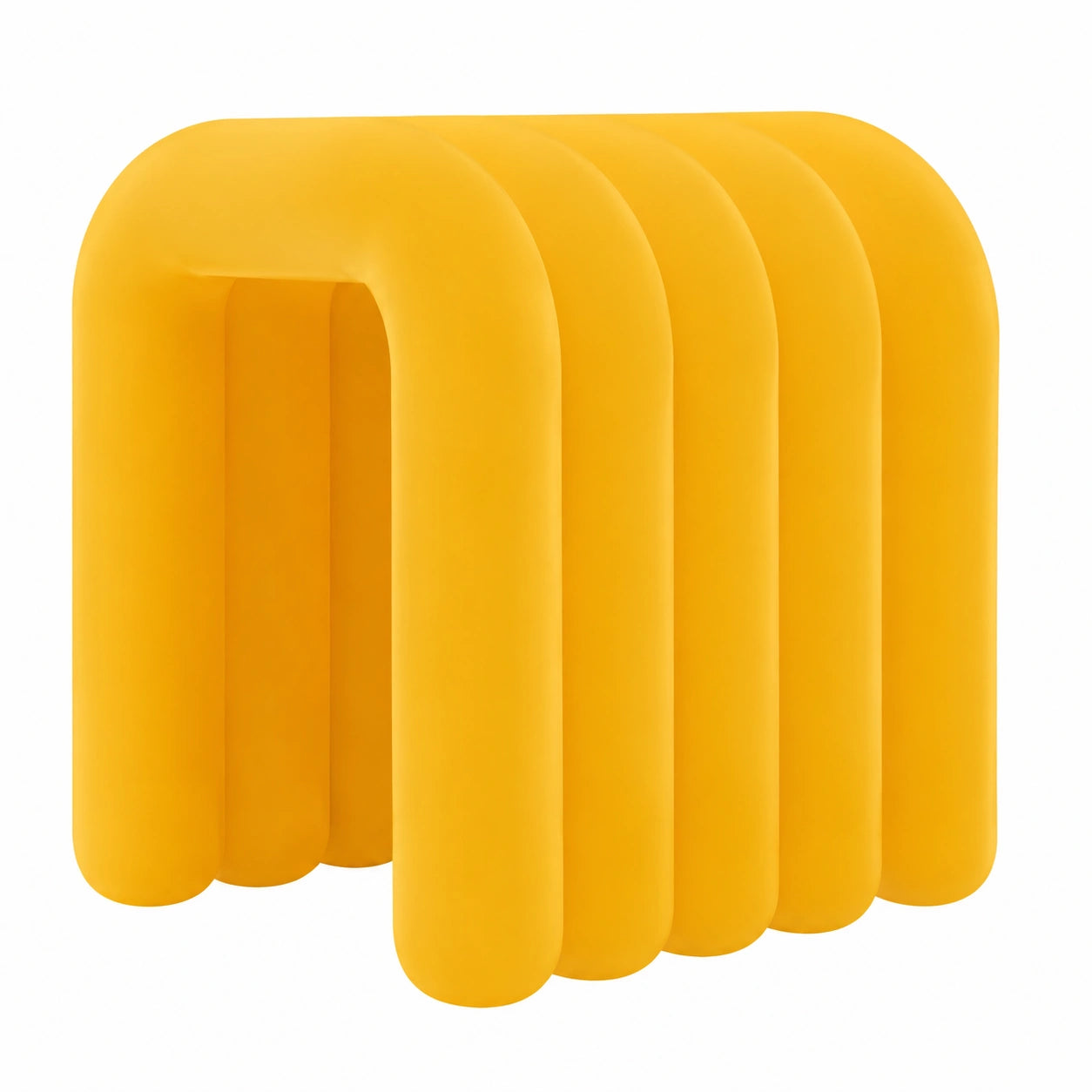 Taburete Puff Otomano de Franela, Conjunto de 2 Reposapiés Modernos para Sala de Estar y Dormitorio, Color Amarillo