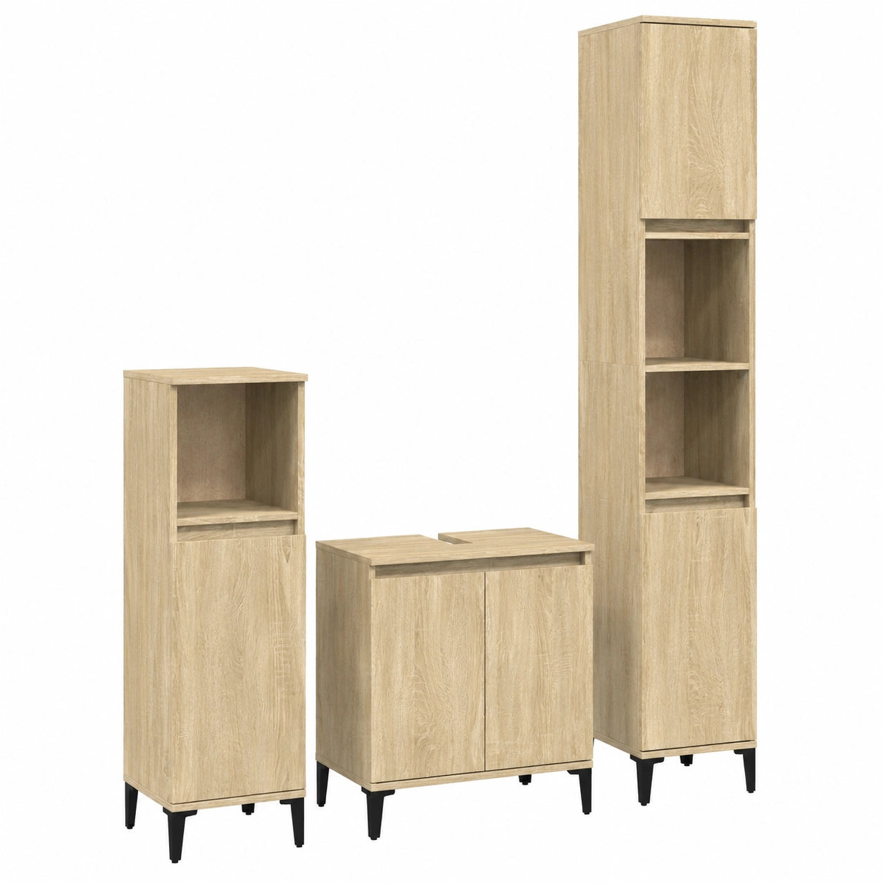 Conjunto de Muebles de Baño de 3 Piezas en Roble Sonoma