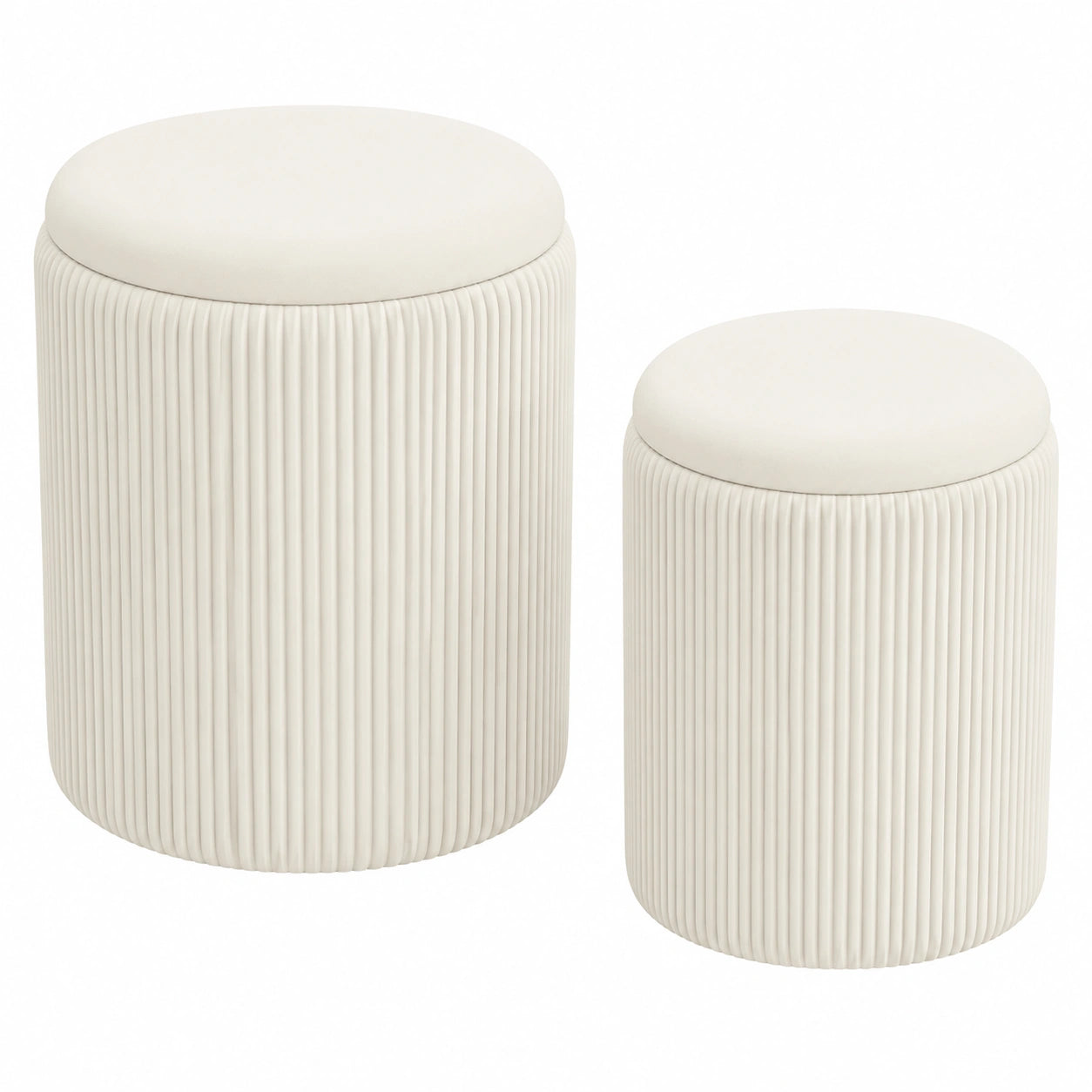 Taburete Otomano Blanco con Almacenamiento y Tapizado Suave