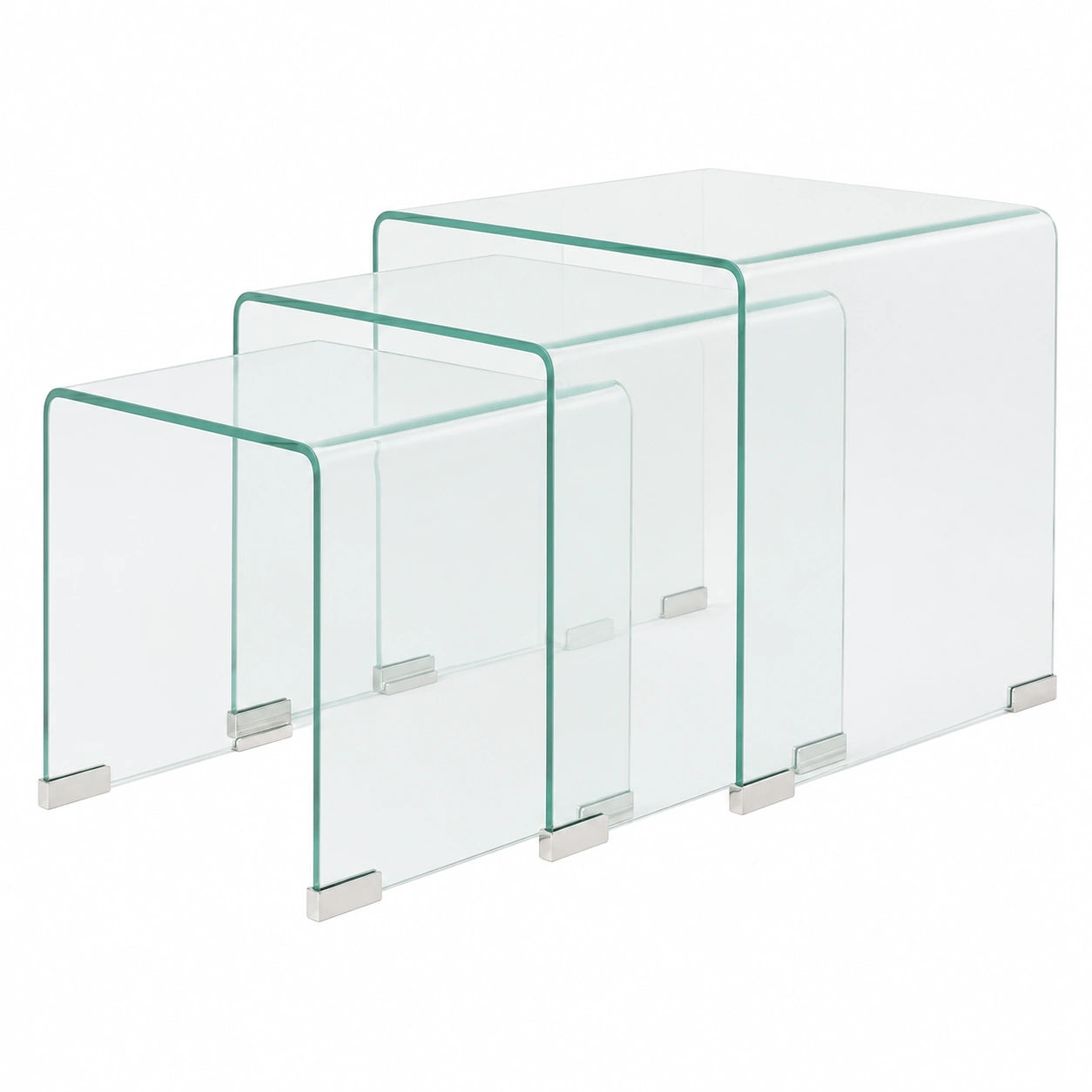 Conjunto de Mesas de Centro Apilables de Vidrio Templado para Sala de Estar