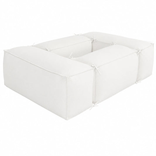 Sofá Puf para Jardín Interior y Exterior 220x160 cm, Diseño Moderno Desenfundable - Blanco Crema