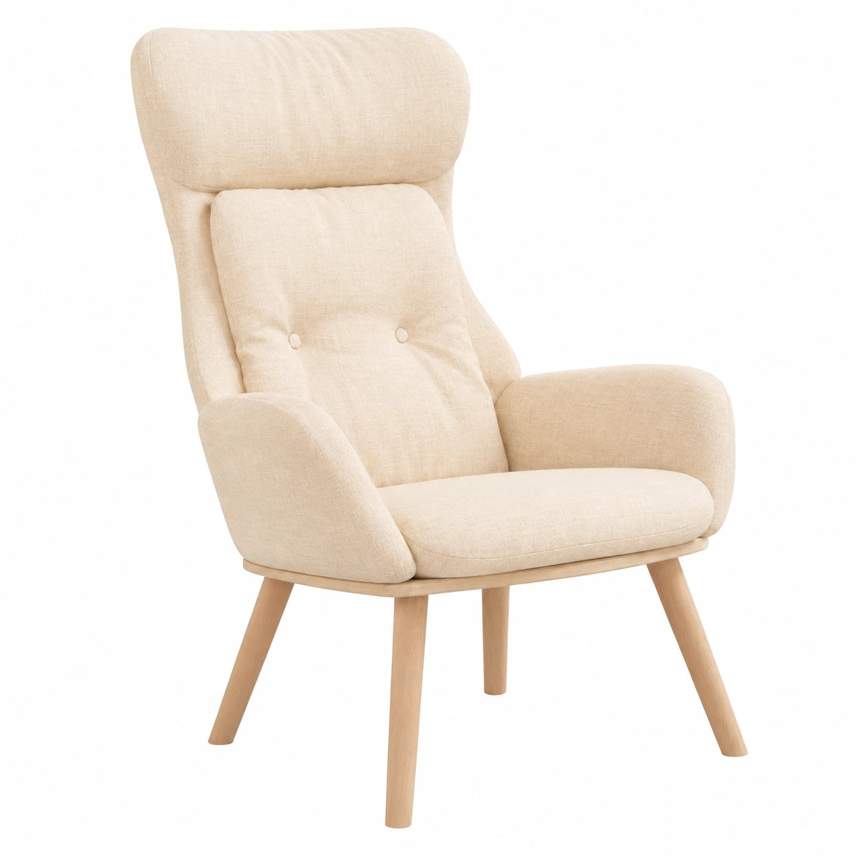 Sillón de Relax de Tela Crema para Oficina y Sala de Estar