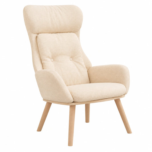 Sillón de Relax de Tela Crema para Oficina y Sala de Estar