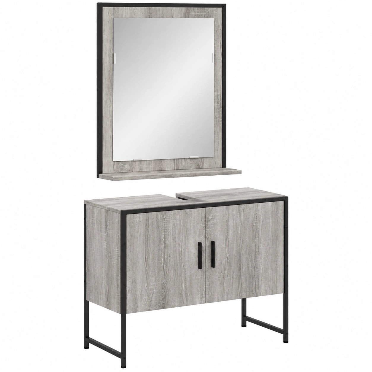 Conjunto de Muebles de Baño de 2 Piezas en Madera Compuesta Gris Sonoma
