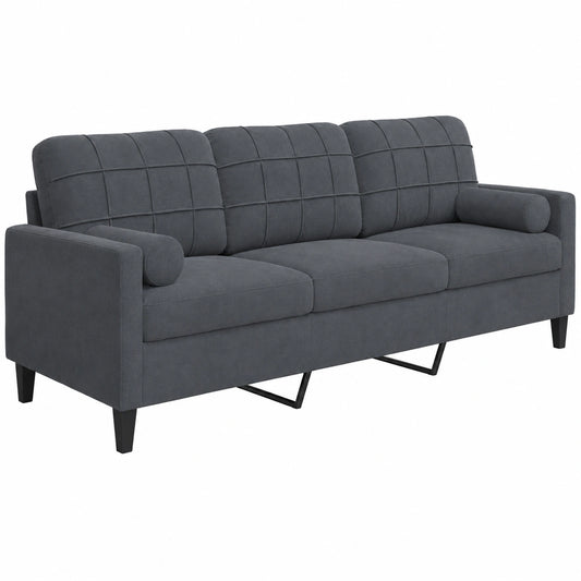 Conjunto de Sofás 3 Piezas en Terciopelo Gris Oscuro y Metal
