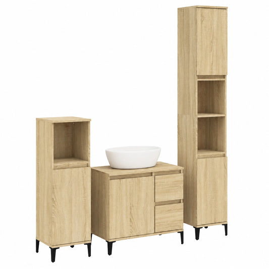 Conjunto de Muebles de Baño de Madera en Roble Sonoma, 3 Piezas