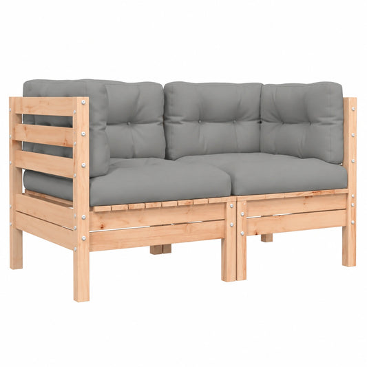 Conjunto de Sofás Modulares de Jardín con Cojines, Madera de Abeto Douglas