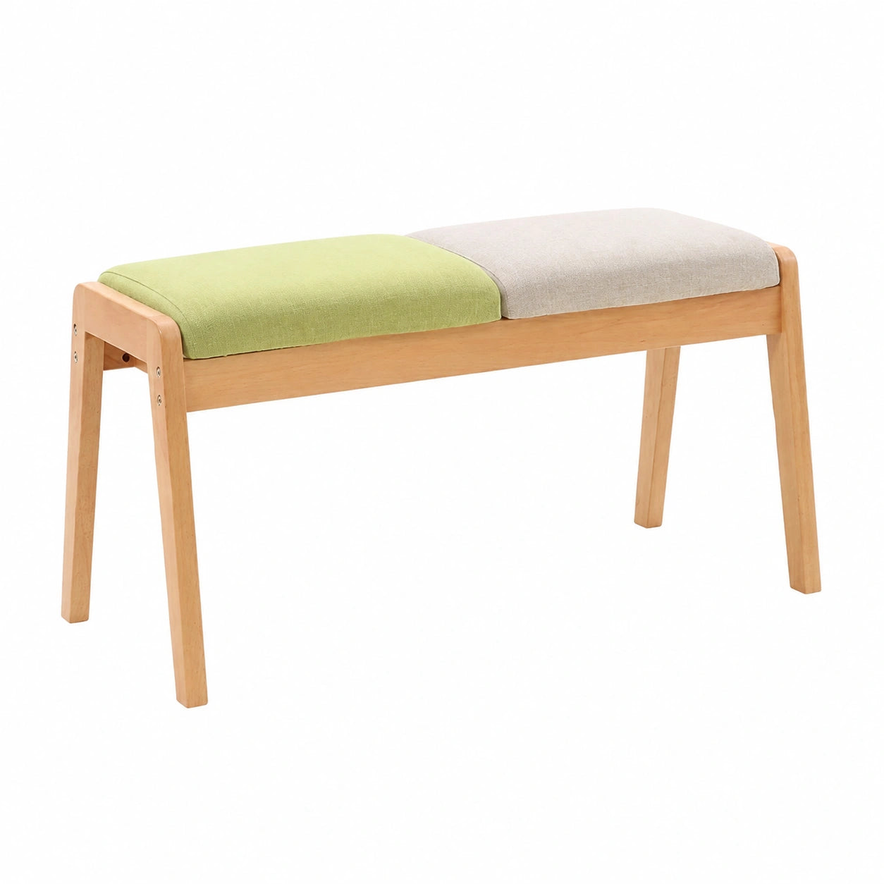 Banqueta Tapizada de Lino con Patas de Madera para Dormitorio y Sala, Juego de 2