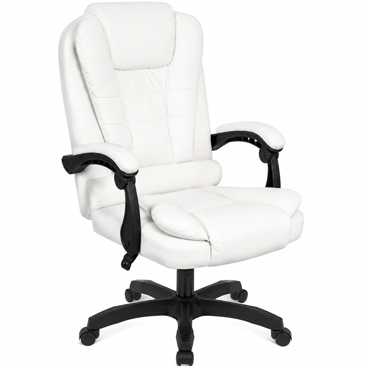 Silla de Oficina Ergonómica Reclinable de Cuero Sintético con Ruedas