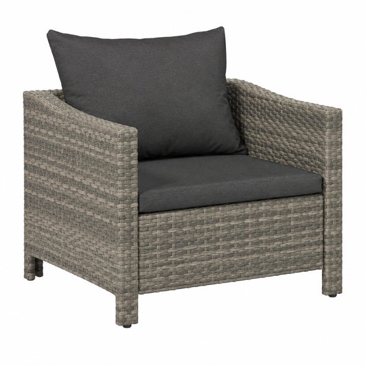 Sillón de Jardín Modular de Ratán Sintético con Cojín Gris para Exterior