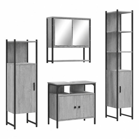 Conjunto de Baño 4 Piezas Madera Aglomerada Sonoma Gris