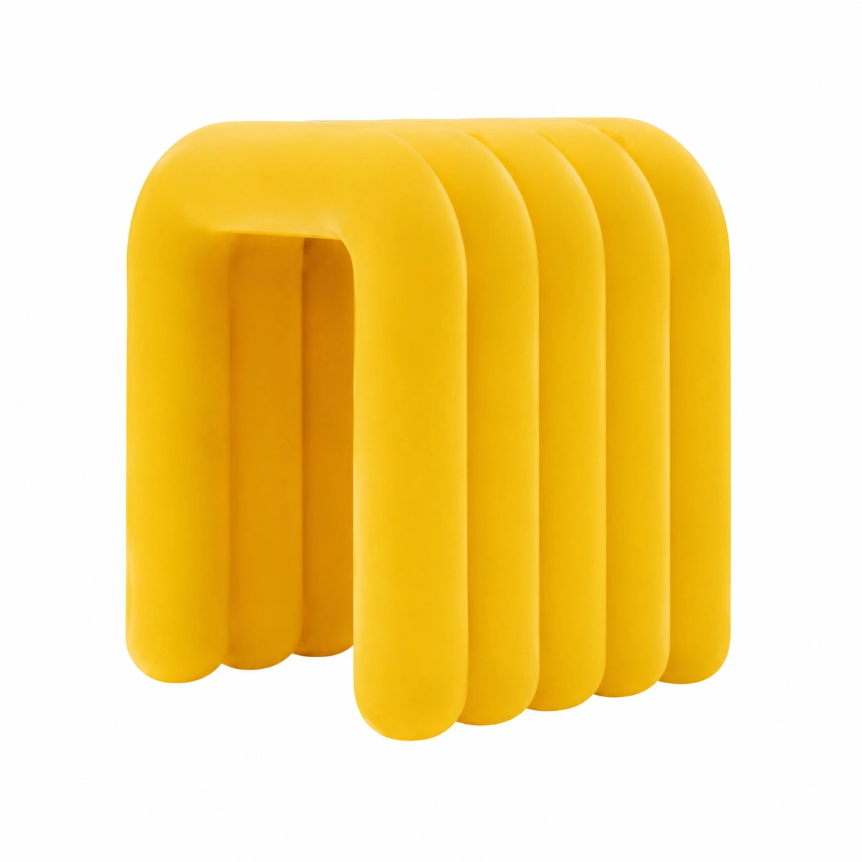 Puf Otomano Moderno de Franela, Taburete Esquinero para Hogar, Dormitorio y Sala de Estar (Amarillo, Set de 4)