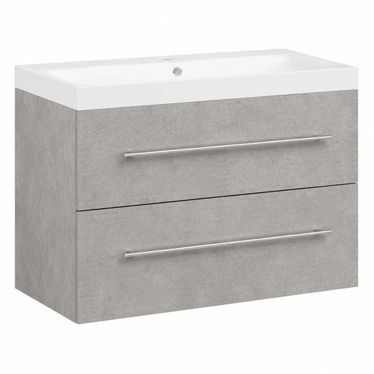Conjunto de Muebles de Baño de 2 Piezas, Acabado Hormigón Gris, vidaXL