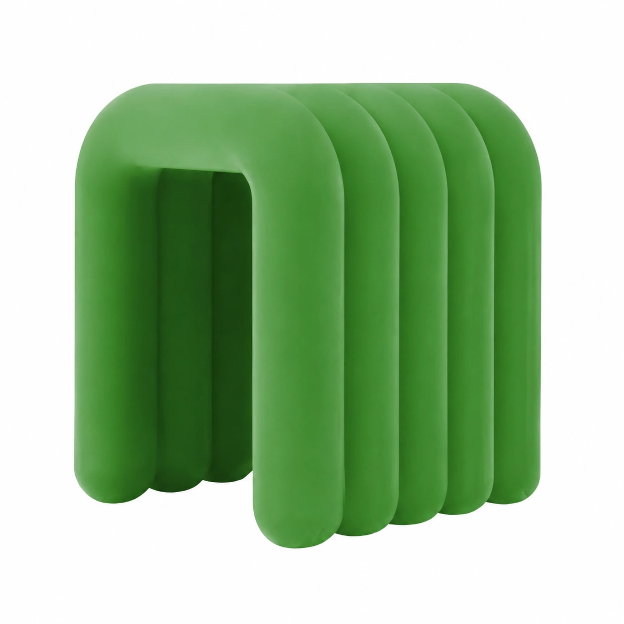 Puf Otomano Moderno de Franela para Sala y Dormitorio, Set de 4 en Verde