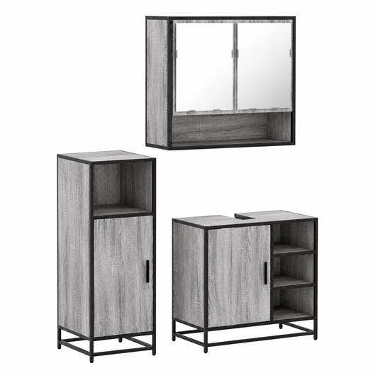 Conjunto de Muebles de Baño 3 Piezas Madera Gris Sonoma de vidaXL
