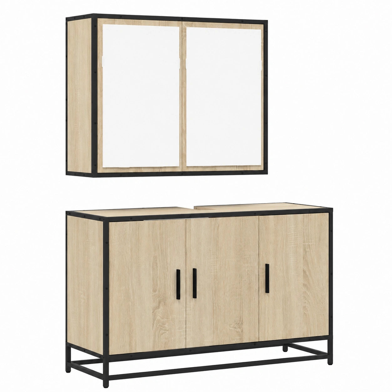 Conjunto de Muebles de Baño en Madera de Roble Sonoma, 2 Piezas