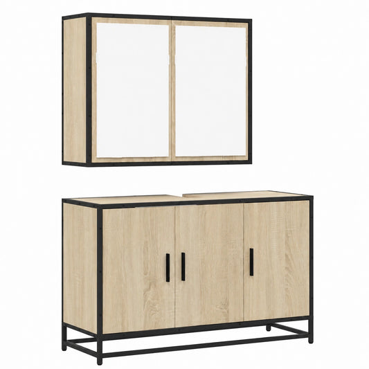 Conjunto de Muebles de Baño en Madera de Roble Sonoma, 2 Piezas