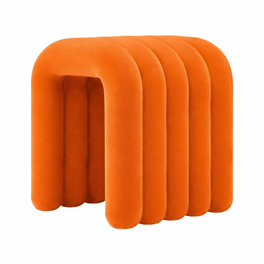 Puf otomano moderno de franela, taburete esquinero cómodo para sala y dormitorio (naranja, 2 unidades)