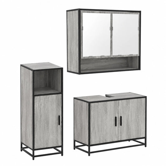 Conjunto de Baño 3 Piezas de Madera Gris Sonoma