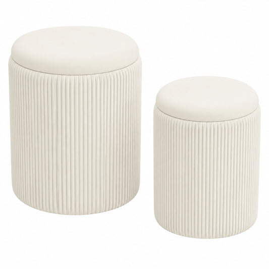 Taburete Otomano Blanco con Almacenamiento y Tapizado Suave