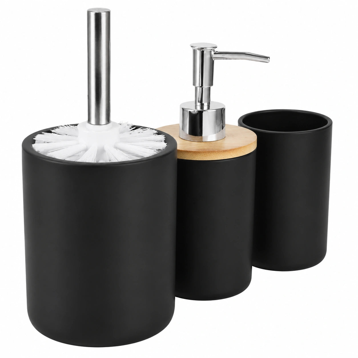 Conjunto de Baño DKD Home Decor en Bambú Negro, 12 Piezas, 44x46x36 cm