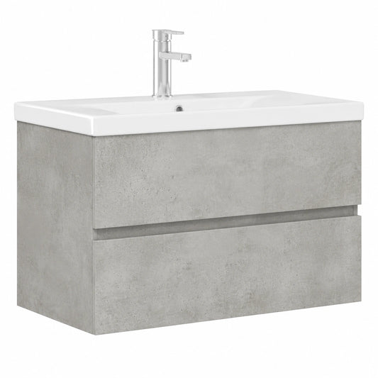 Conjunto de Muebles de Baño 2 Piezas Gris de Madera Contrachapada