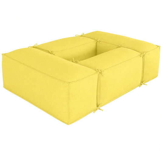 Sofá Desenfundable de Jardín DESHOME 220 x 160 cm, Puf Exterior e Interior Moderno Amarillo