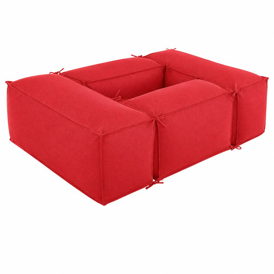 Conjunto de Sofá Puff Moderno Interior/Exterior 220x160 cm Desenfundable - Color Rojo