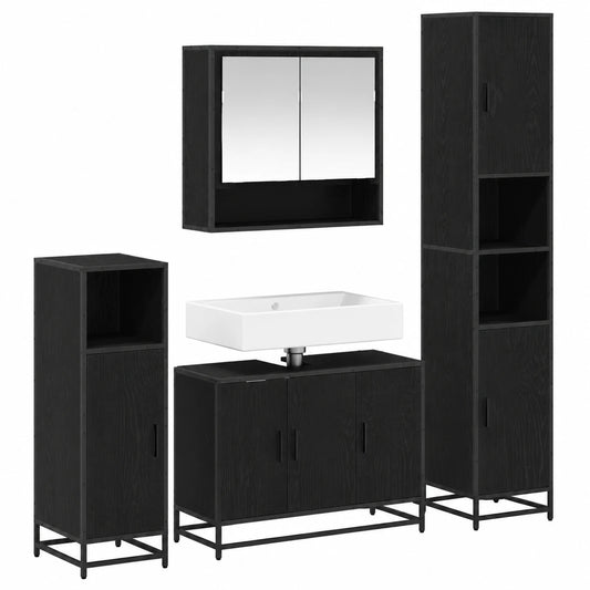 Conjunto de Muebles de Baño Moderno de 4 Piezas en Roble Negro