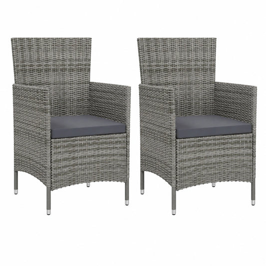 Conjunto de 2 Sillones de Jardín con Cojines de Ratán Sintético Gris para Exteriores